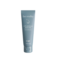 Face Reality 2.5% advanced acne med in a blue tube.