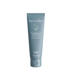Face Reality 5% advanced acne med serum in a blue tube.