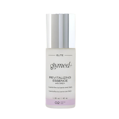 Glymed Elite Revitalizing Essence bottle on a beige background