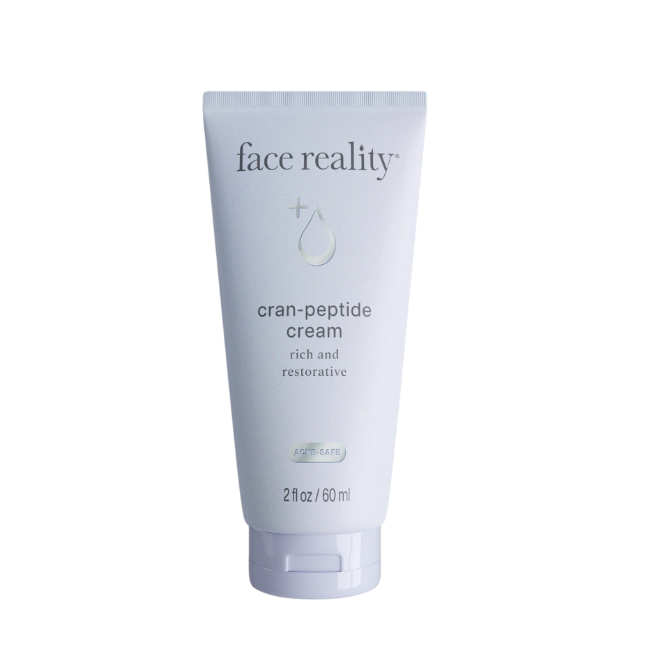 A tube of Face Reality Cran-Peptide Cream, designed for nourishing and moisturizing the skin.