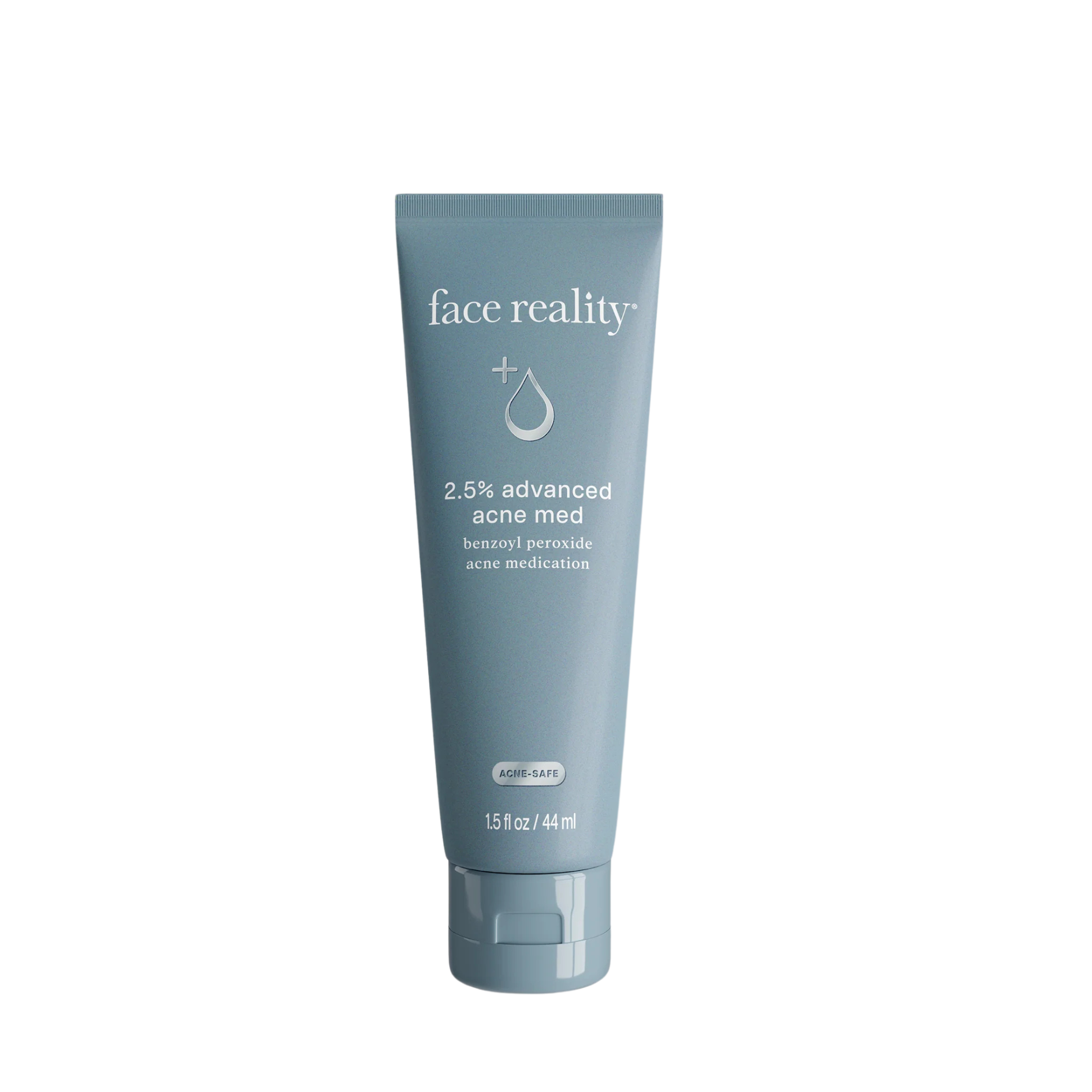 Face Reality 2.5% advanced acne med in a blue tube.