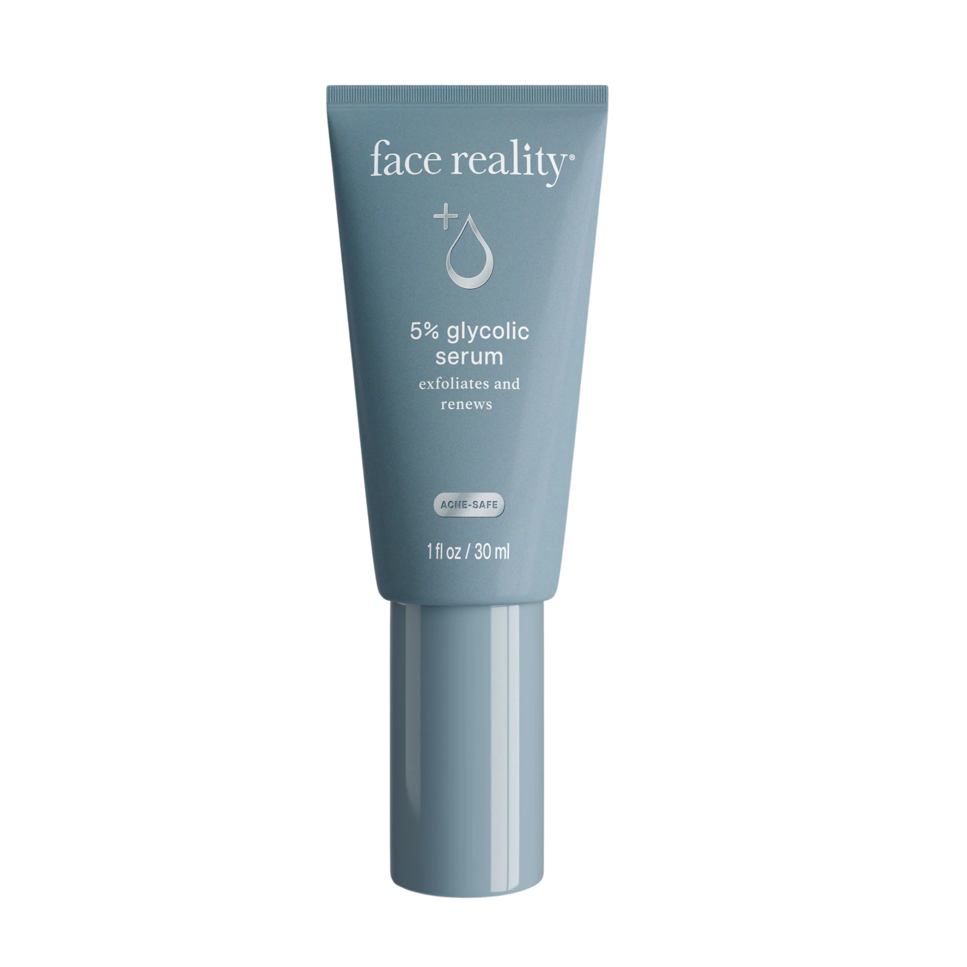 Face Reality 5% glycolic serum in a blue tube.