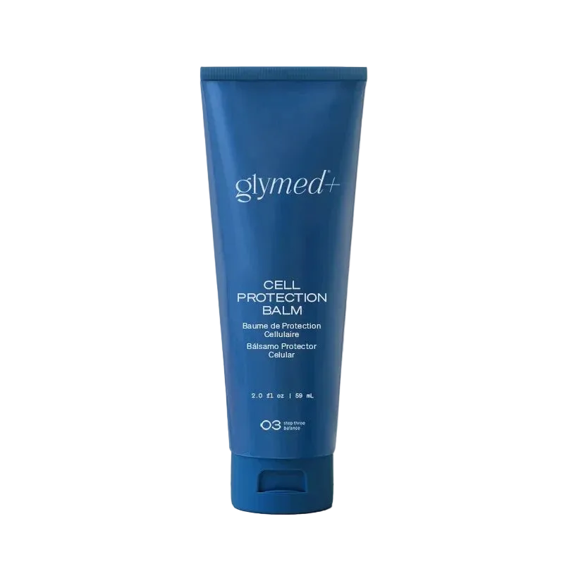 Blue tube of glymed+ Cell Protection Balm on a white background