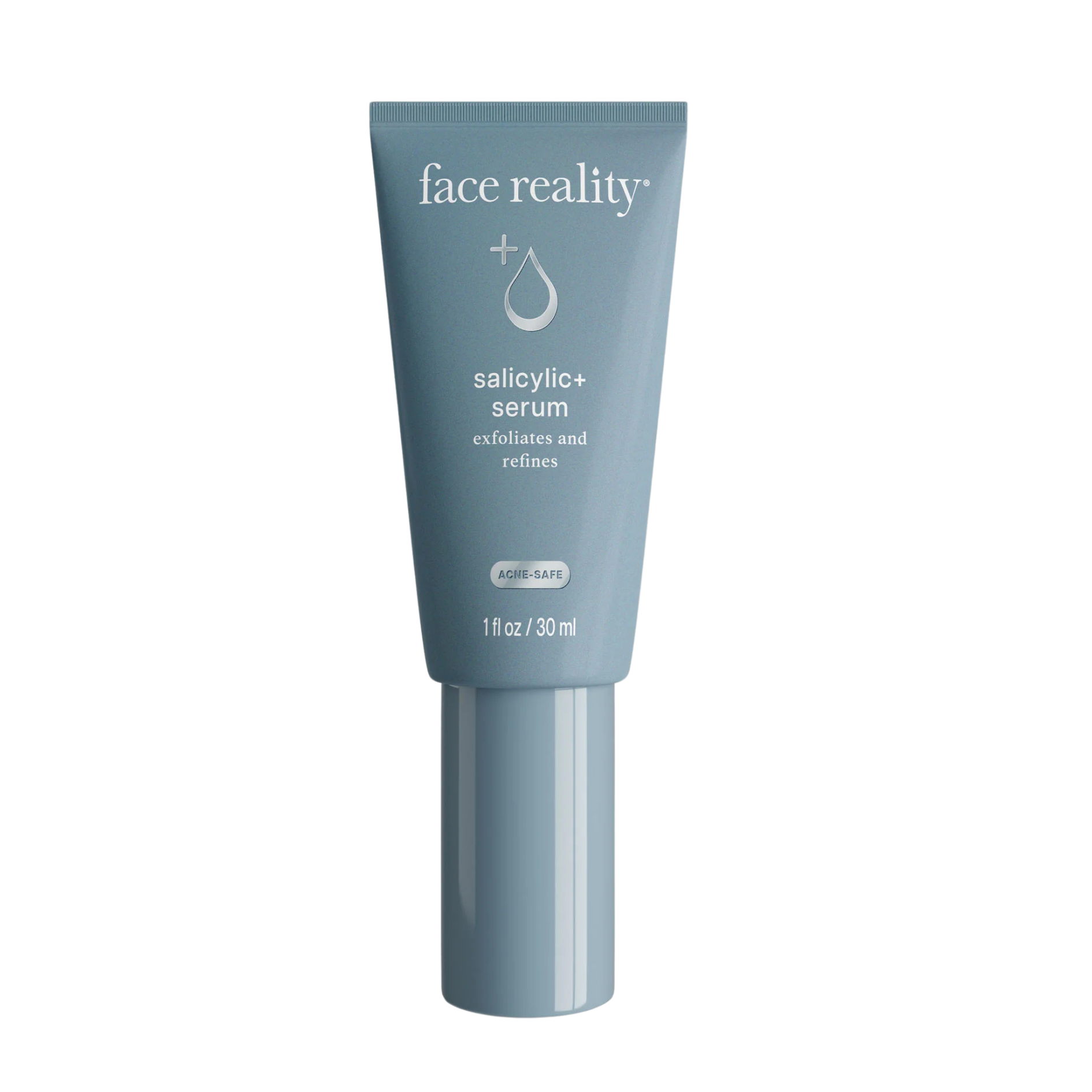 Face Reality salicylic+ serum in a blue tube.