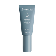 Face Reality salicylic+ serum in a blue tube.